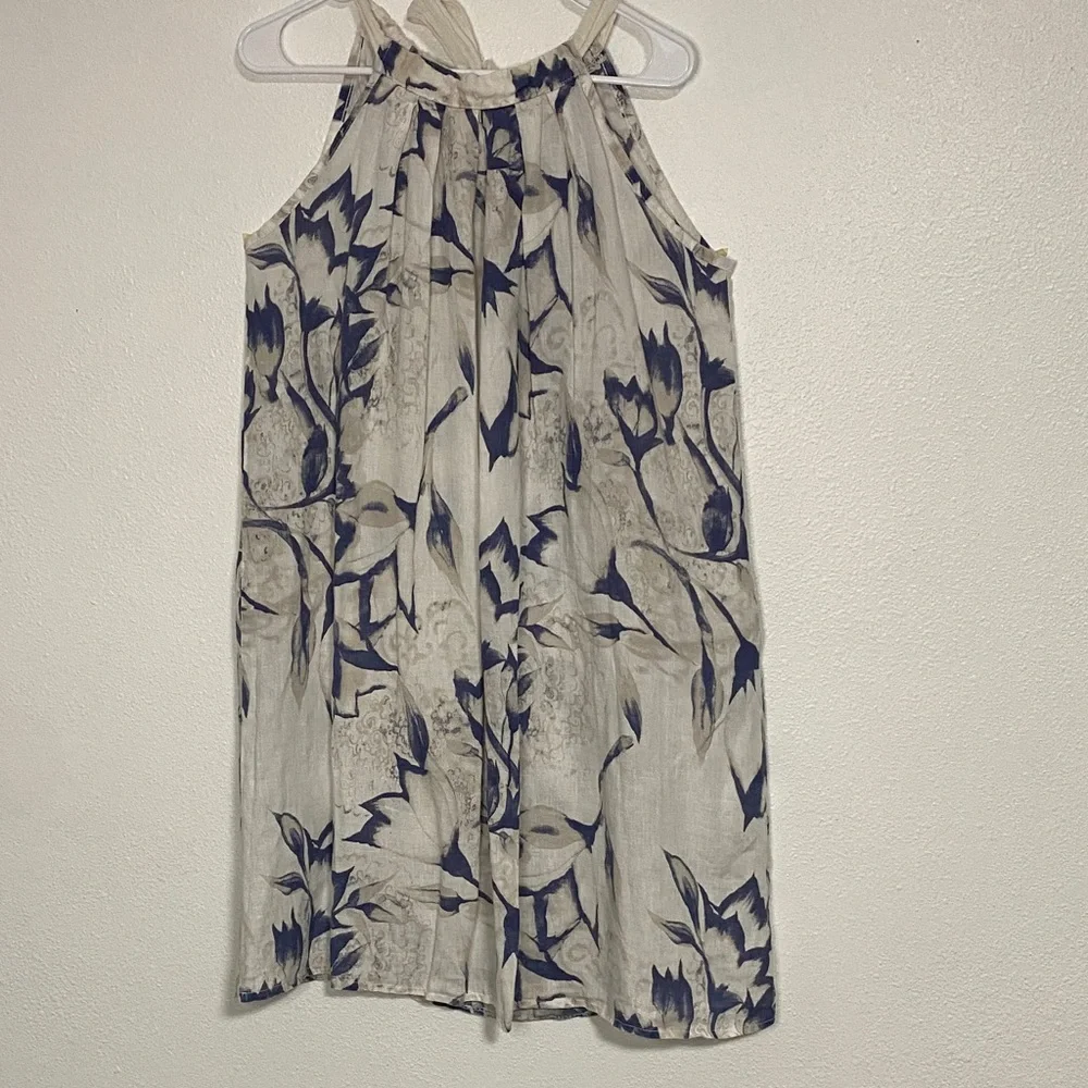 Bellambia madre in Italy Elegant Blue and White Floral Midi Dress Size L